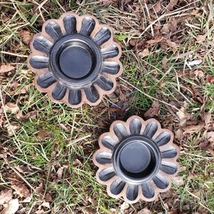 Vintage Wooden Tealight Candle Holder Set